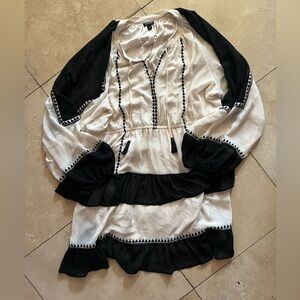 Torrid Cream Blouse with Black Accents